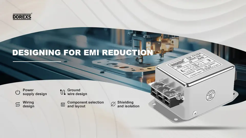 （An illustration of design considerations for reducing electromagnetic interference in electronic products.）